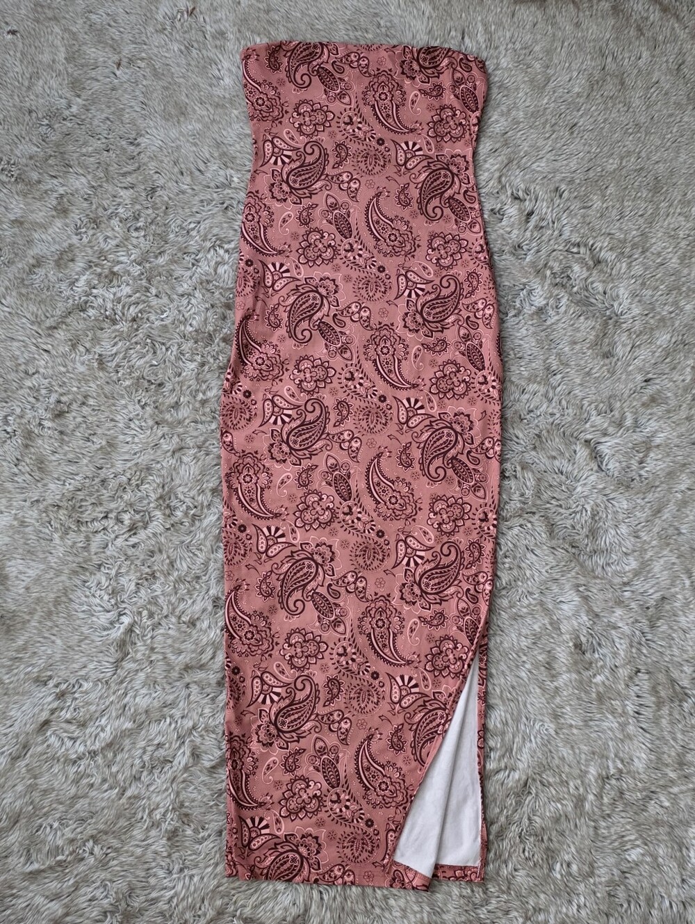 SHEIN Dusty Rose Paisley Strapless Maxi Dress Women's Size Small